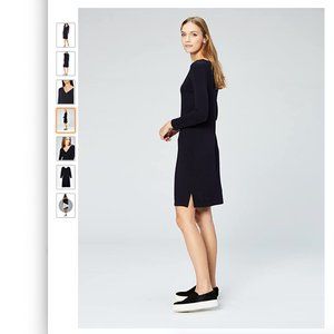 DailyRitual Black Long Sleeve V-Neck Midi Dress L